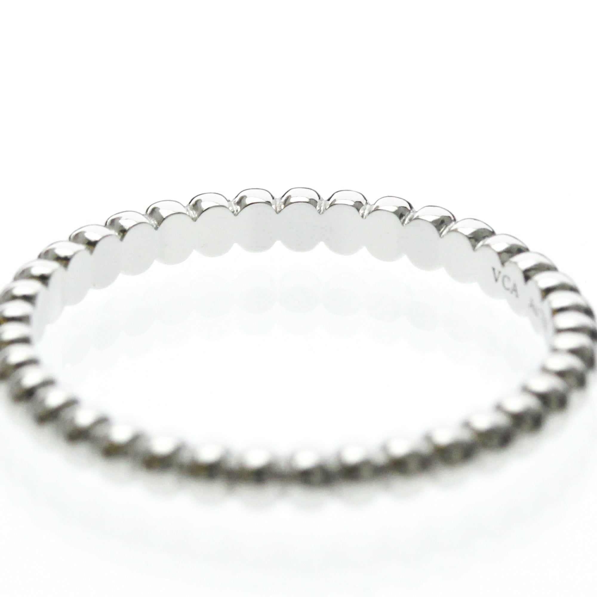 Van Cleef & Arpels Perlee 18K White Gold Silver White_Gold Ring Jewelry (Pre-Owned)