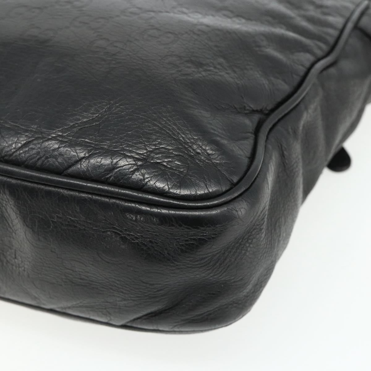 Gucci Front Zip Messenger Guccissima Leather Black Leather Shoulder Bag Bag (Pre-Owned)
