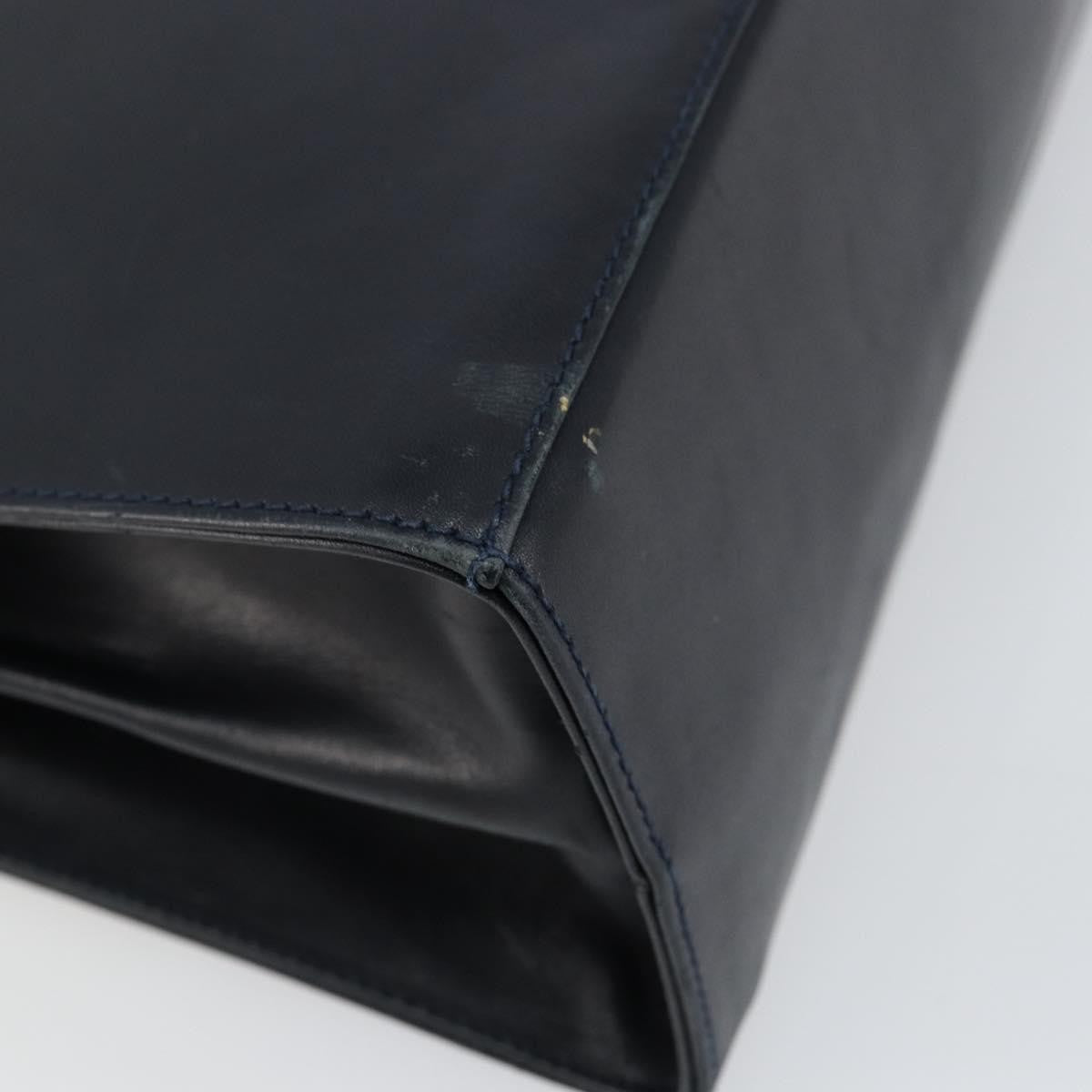 Salvatore Ferragamo Gancini Convertible Top Handle Leather Navy Leather Handbag (Pre-Owned)