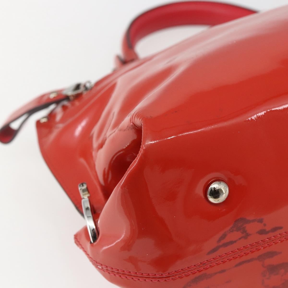 Salvatore Ferragamo Gancini Patent Leather Red Patent_Leather Handbag (Pre-Owned)