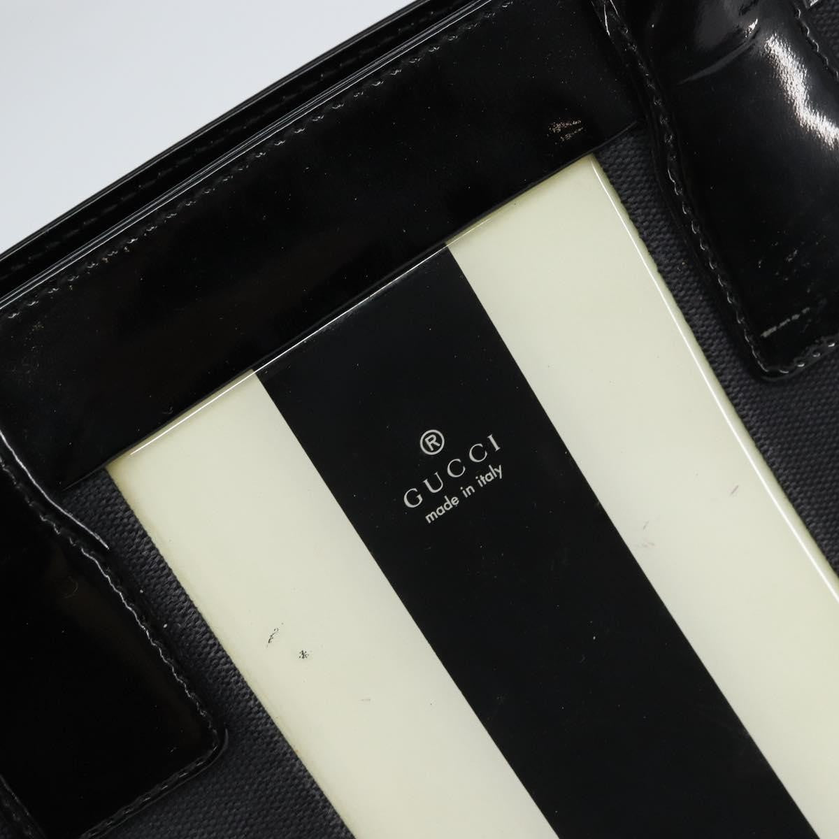 Gucci Vintage Tote Canvas Black Canvas Tote Bag Bag (Pre-Owned)