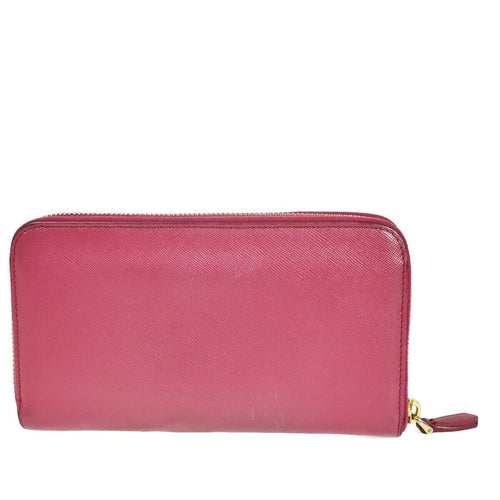 Prada Round Zipper Pink Leather Wallet  (Pre-Owned)