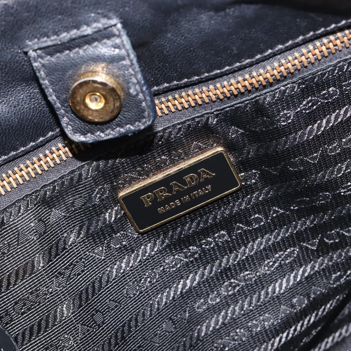 Prada Bow Top Handle Patent Leather Black Patent_Leather Handbag (Pre-Owned)