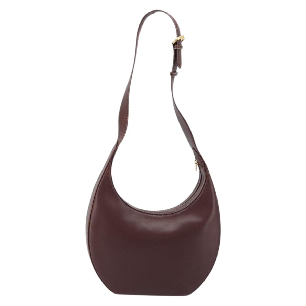Cartier Vintage Must De Cartier Leather Burgundy Leather Shoulder Bag Bag (Pre-Owned)
