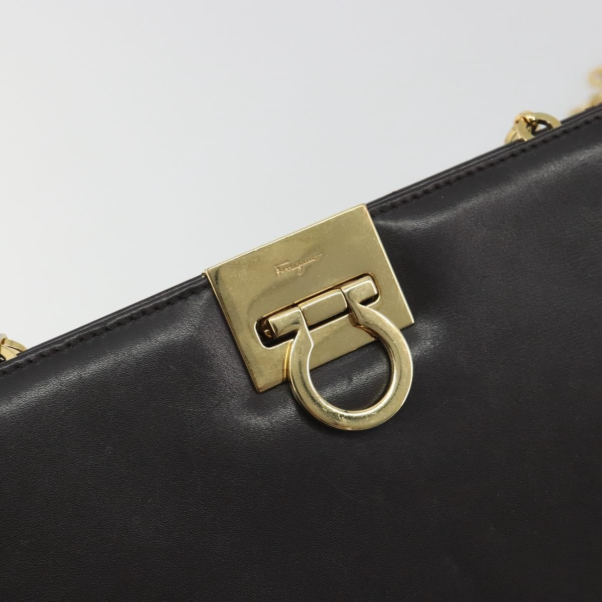 Salvatore Ferragamo Vintage Gancini Chain Leather Brown Leather Shoulder Bag Bag (Pre-Owned)