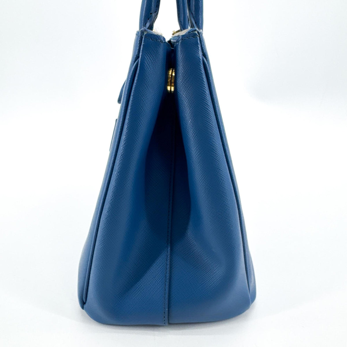 Prada Double Zip Lux Saffiano Leather Blue Leather Tote Bag Bag (Pre-Owned)