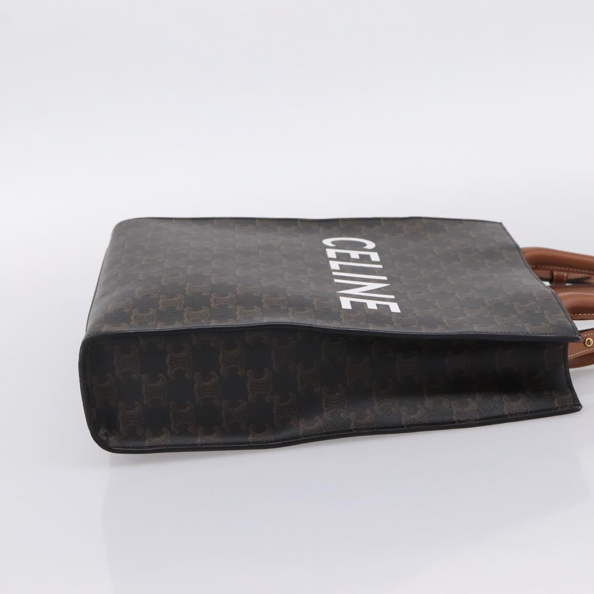 Celine Vertical Cabas Triomphe Coated Canvas Brown Canvas Tote Bag Bag (Pre-Owned)
