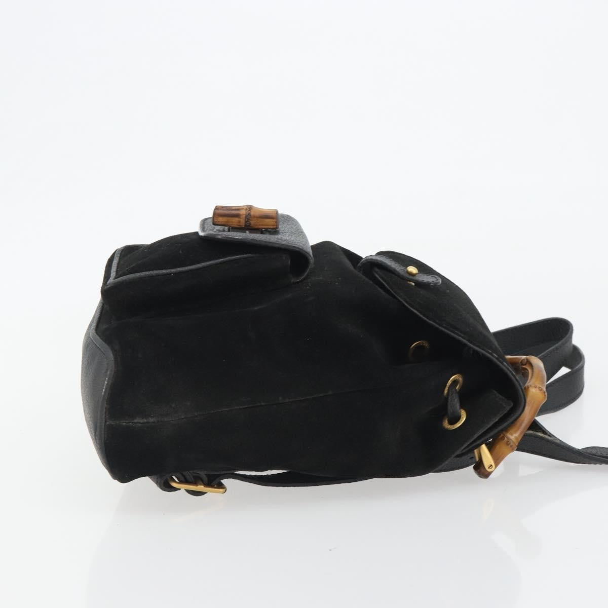 Gucci Gucci Bamboo Daim Black Suede Backpack Bag (Pre-Owned)