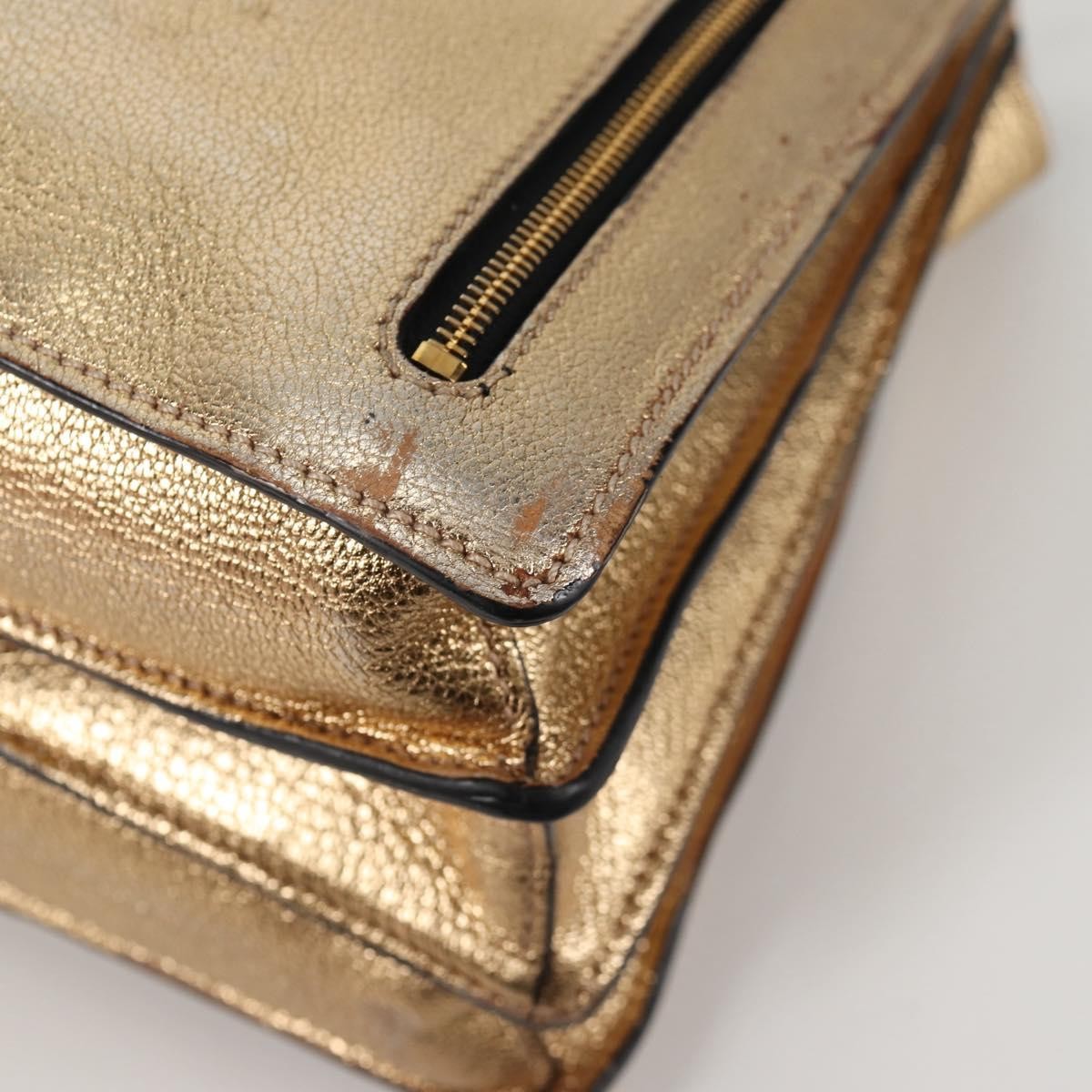 Miu Miu Madras Convertible Compartment Tote Leather Gold Leather Bag (Pre-Owned)