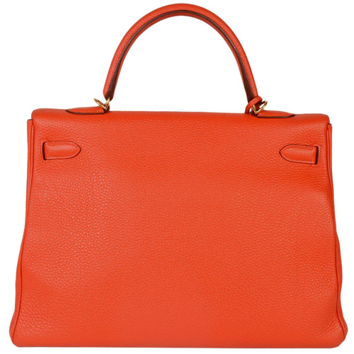 Hermès Kelly 35 Orange Leather Handbag (Pre-Owned)