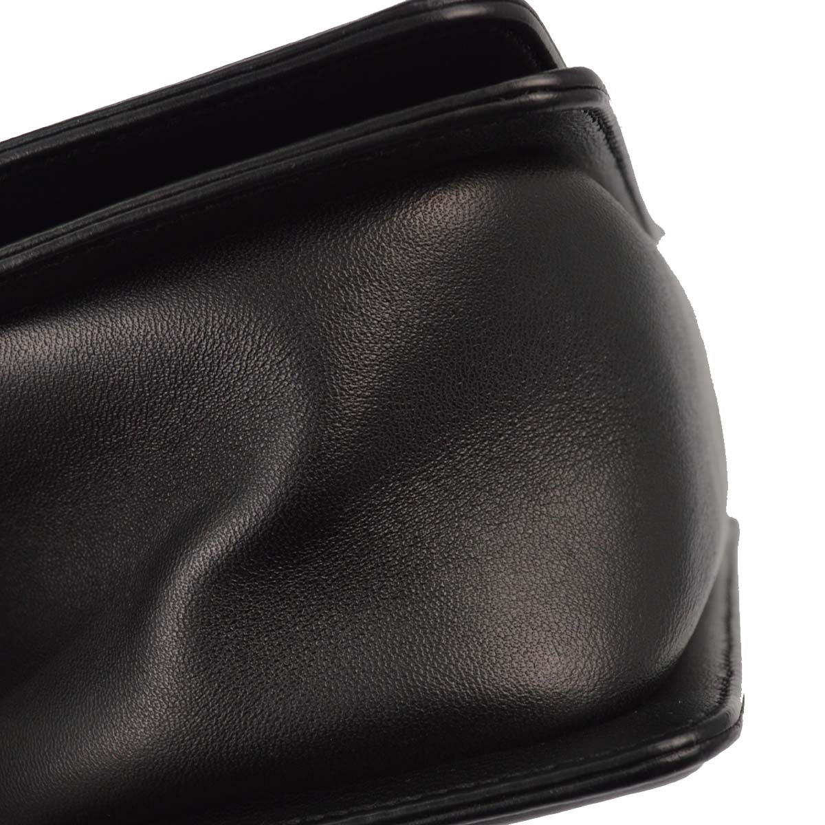 Chanel Boy Flap Quilted Lambskin Black Leather Handbag (Pre-Owned)