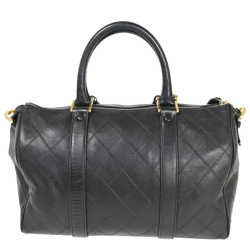 Chanel Boston Black Leather Handbag (Pre-Owned)