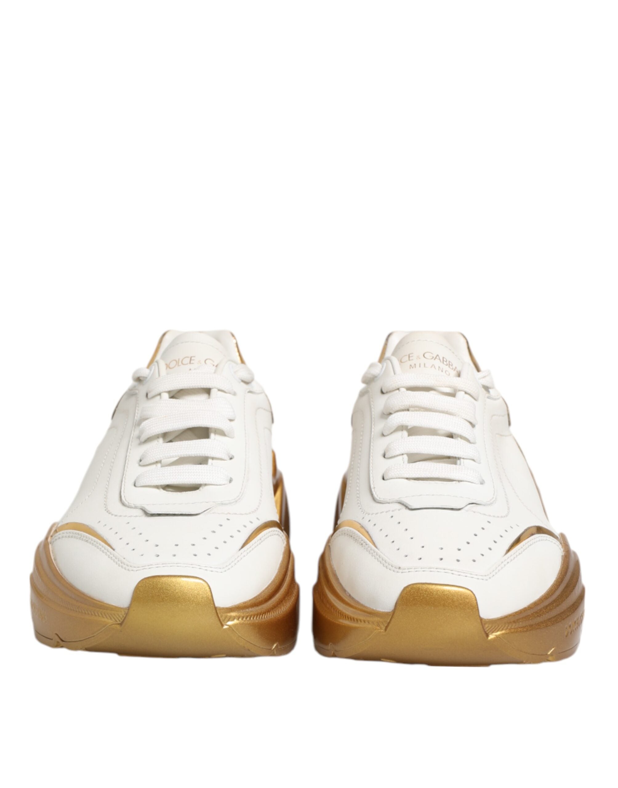 Dolce & Gabbana White Gold DAYMASTER Leather Sneakers Womens Shoes (Pre-Owned)