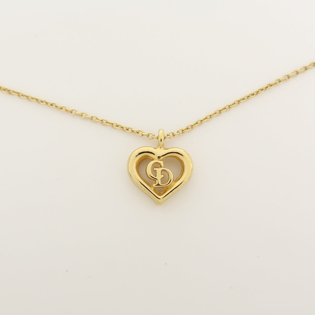 Christian Dior Cd Heart Metal Gold Metal Necklace Jewelry (Pre-Owned)
