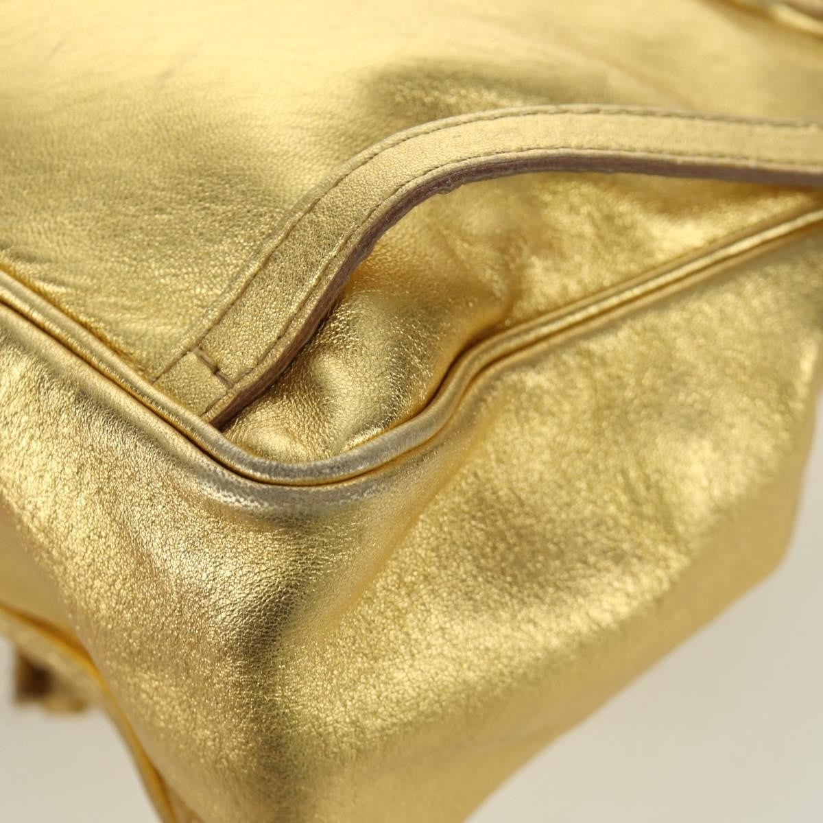 Bottega Veneta Backpack Leather With Intrecciato Gold Leather Backpack Bag (Pre-Owned)