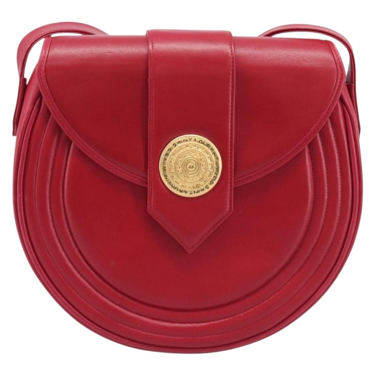 Saint Laurent Vintage Shoulder Bag Leather Red Leather Shoulder Bag Bag (Pre-Owned)