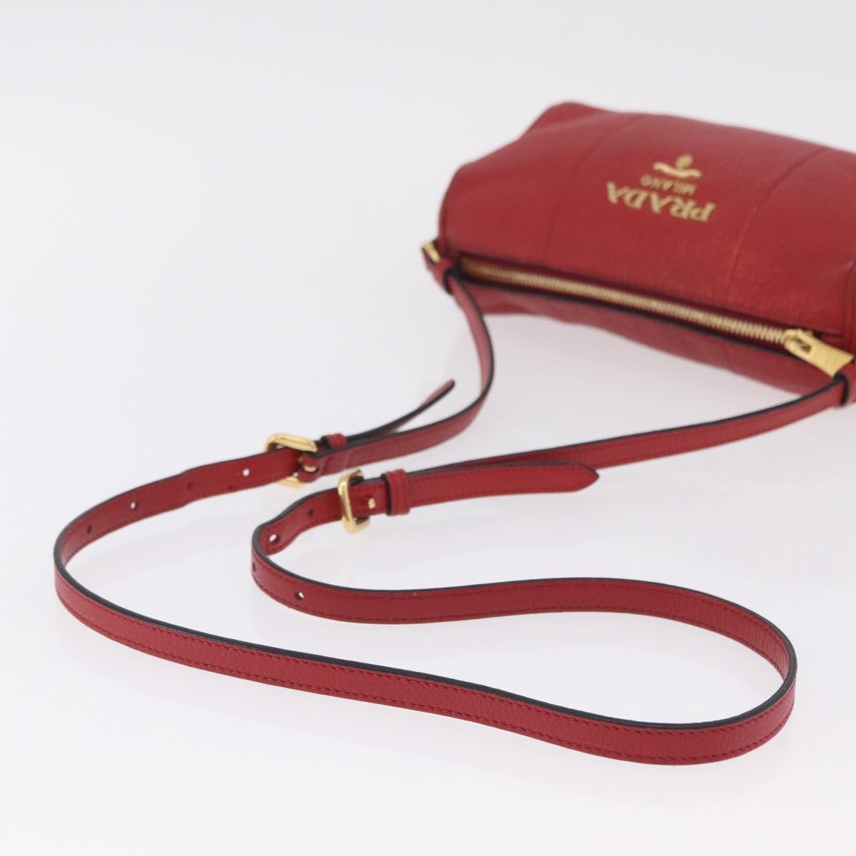Prada Barrel Vitello Phenix Red Leather Crossbody Bag Bag (Pre-Owned)