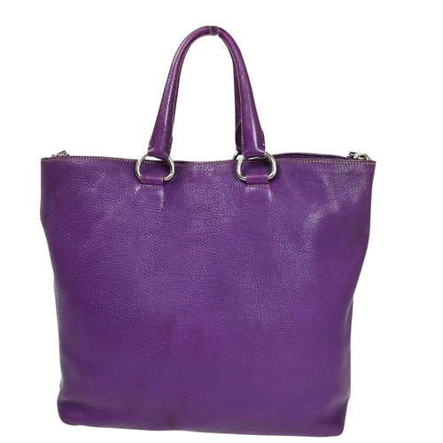 Prada Vitello Purple Leather Handbag (Pre-Owned)