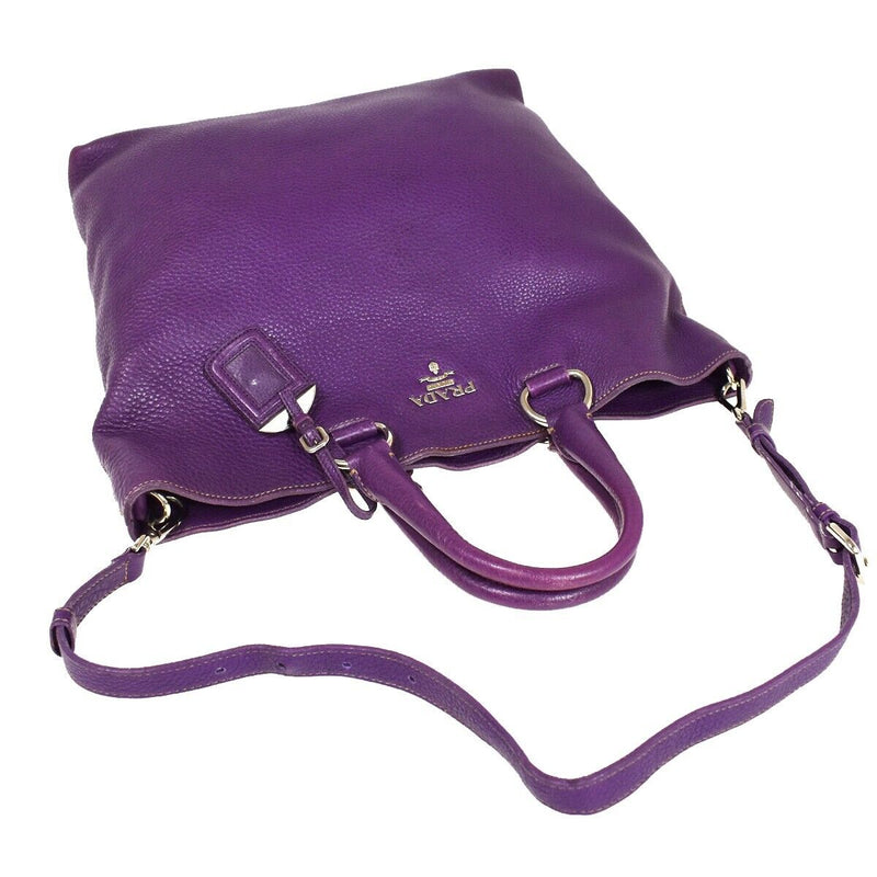 Prada Vitello Purple Leather Tote Bag (Pre-Owned)