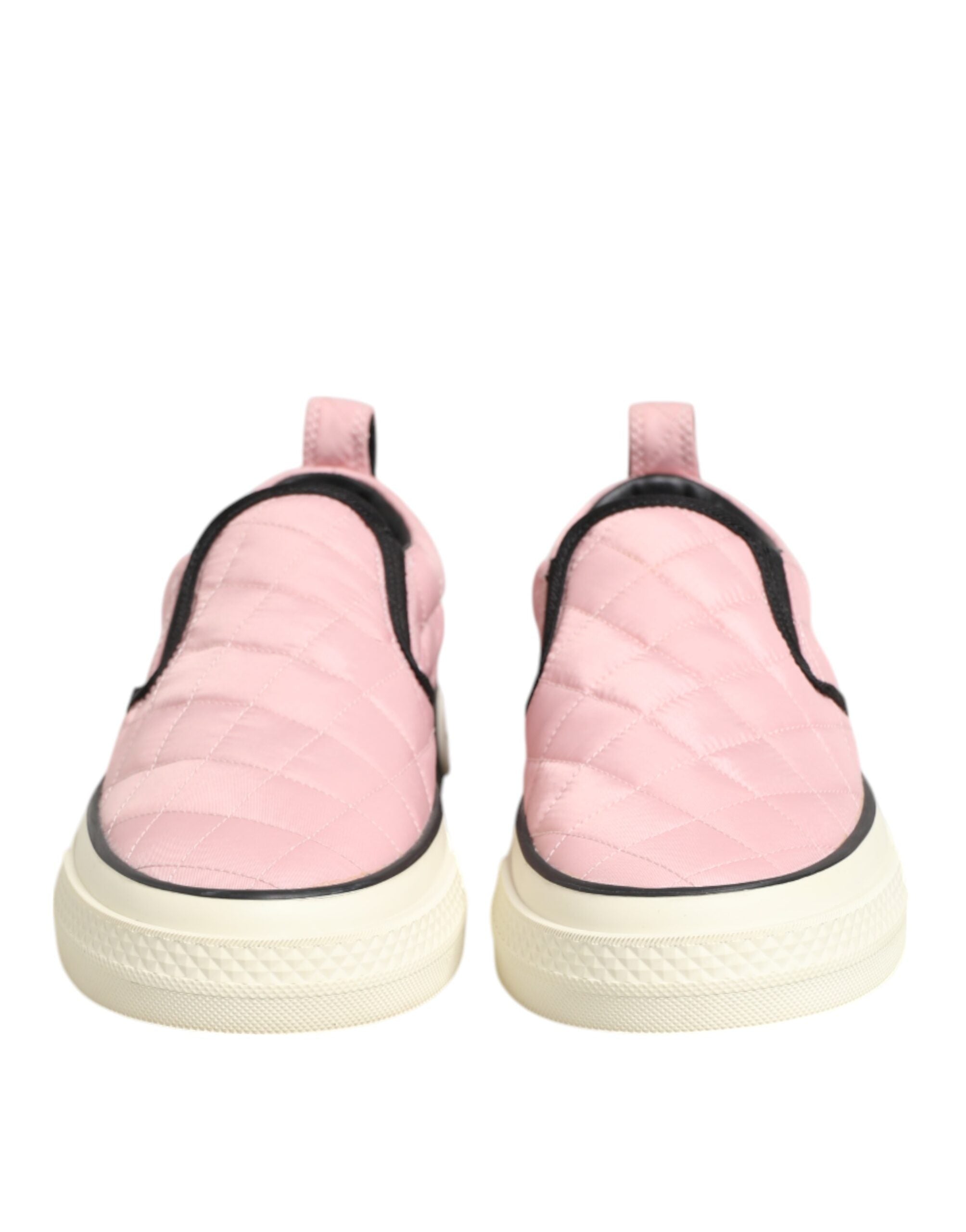 Dolce & Gabbana Pink Quilted Nylon Slip-On Sneaker Women's Shoes
