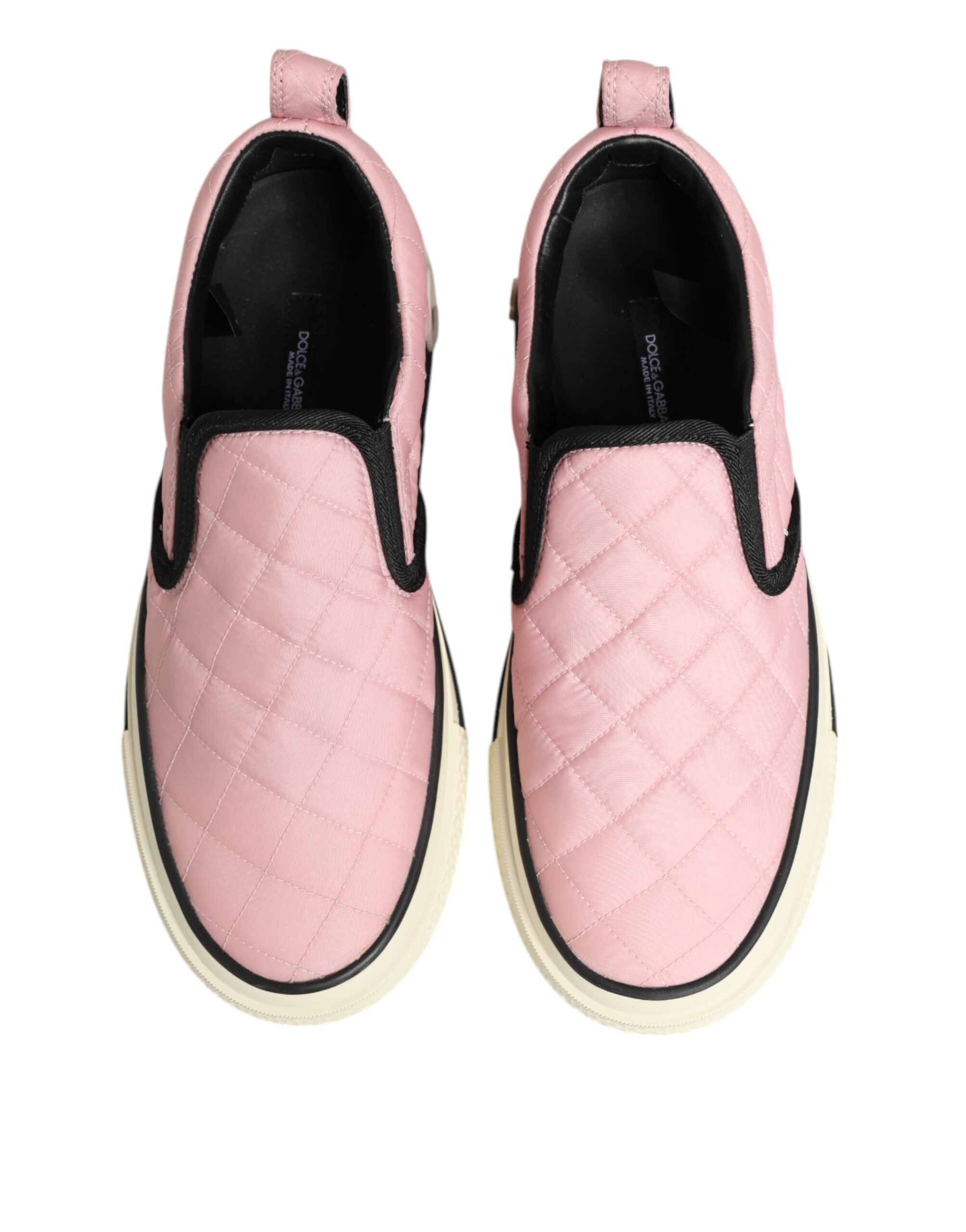 Dolce & Gabbana Pink Quilted Nylon Slip-On Sneaker Women's Shoes