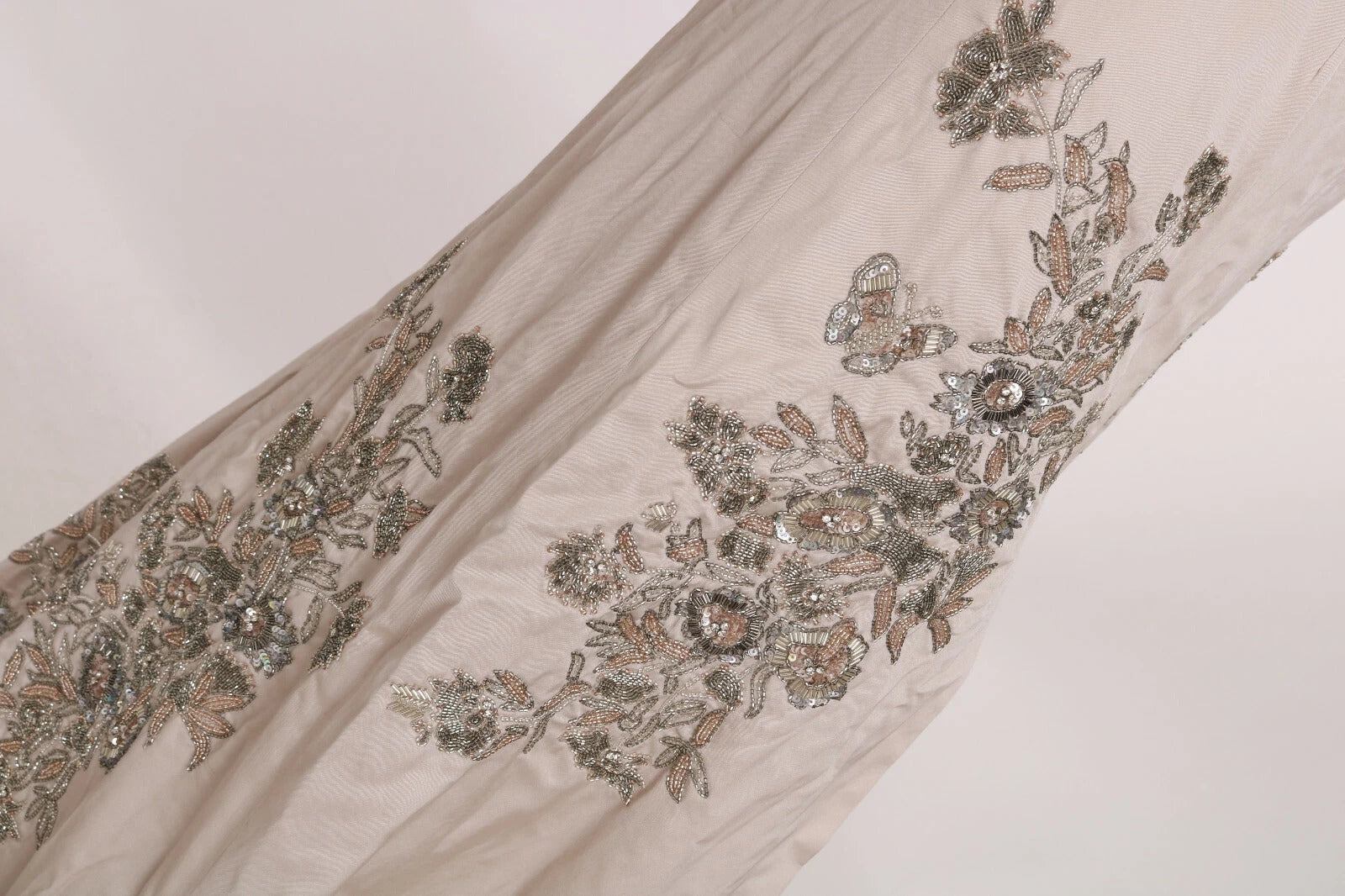 Dolce & Gabbana Beige Sequined Flower Flare Ball Gown Women's Dress (Pre-Owned)
