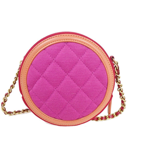 Chanel Matelassé Pink Canvas Shoulder Bag (Pre-Owned)