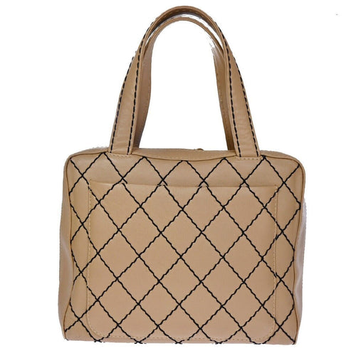 Chanel Wild Stitch Beige Leather Handbag (Pre-Owned)