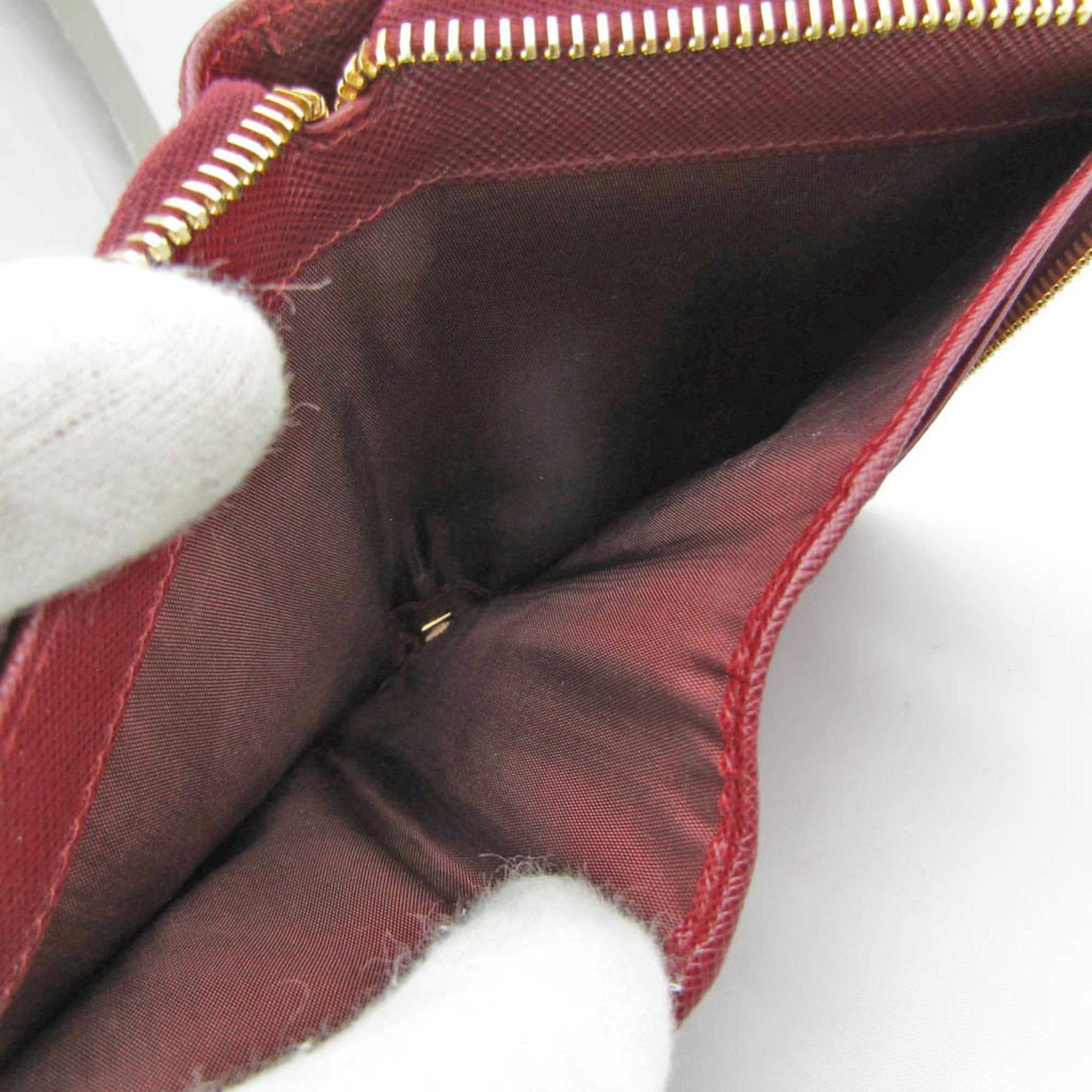 Prada Saffiano Burgundy Leather Wallet  (Pre-Owned)