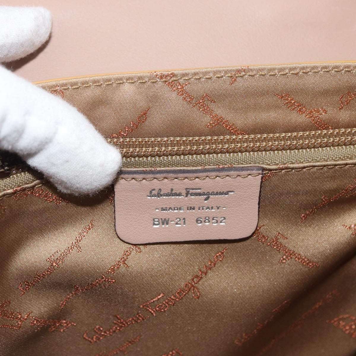 Salvatore Ferragamo Gancini Patent Leather Beige Patent_Leather Handbag (Pre-Owned)