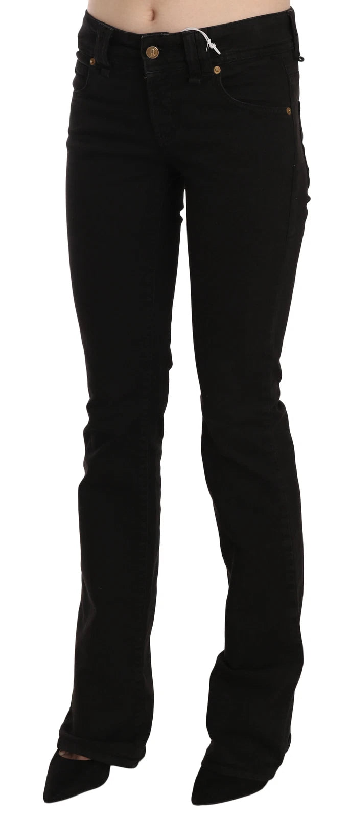 John Galliano Black Low Waist Slim Leg Skinny Denim Casual Pants Women's Jeans