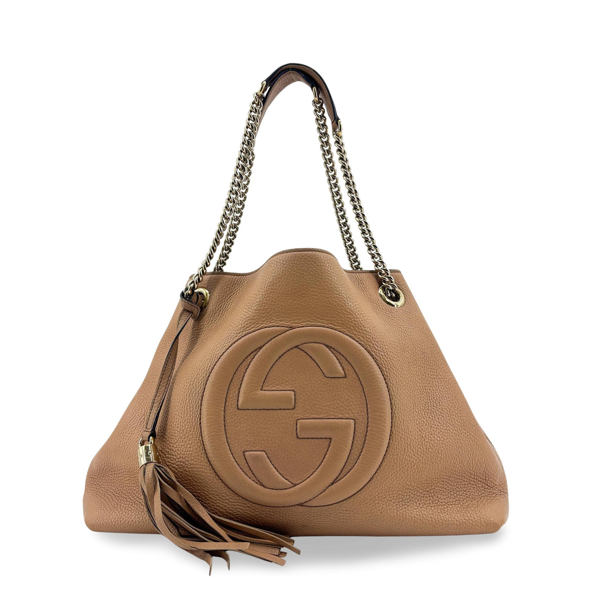Gucci Soho Shoulder Bag Leather Beige Leather Shoulder Bag Bag (Pre-Owned)