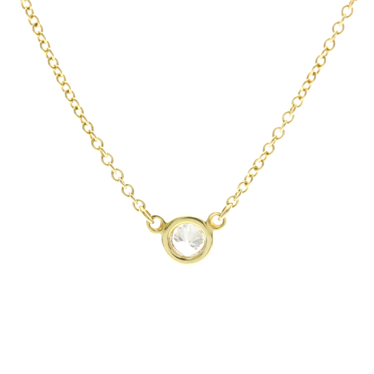 Tiffany & Co. Elsa Peretti Diamonds By The Yard Pendant 18K Rose Gold With Pear-Shaped Diamond Yellow Yellow_Gold Necklace Jewelry (Pre-Owned)