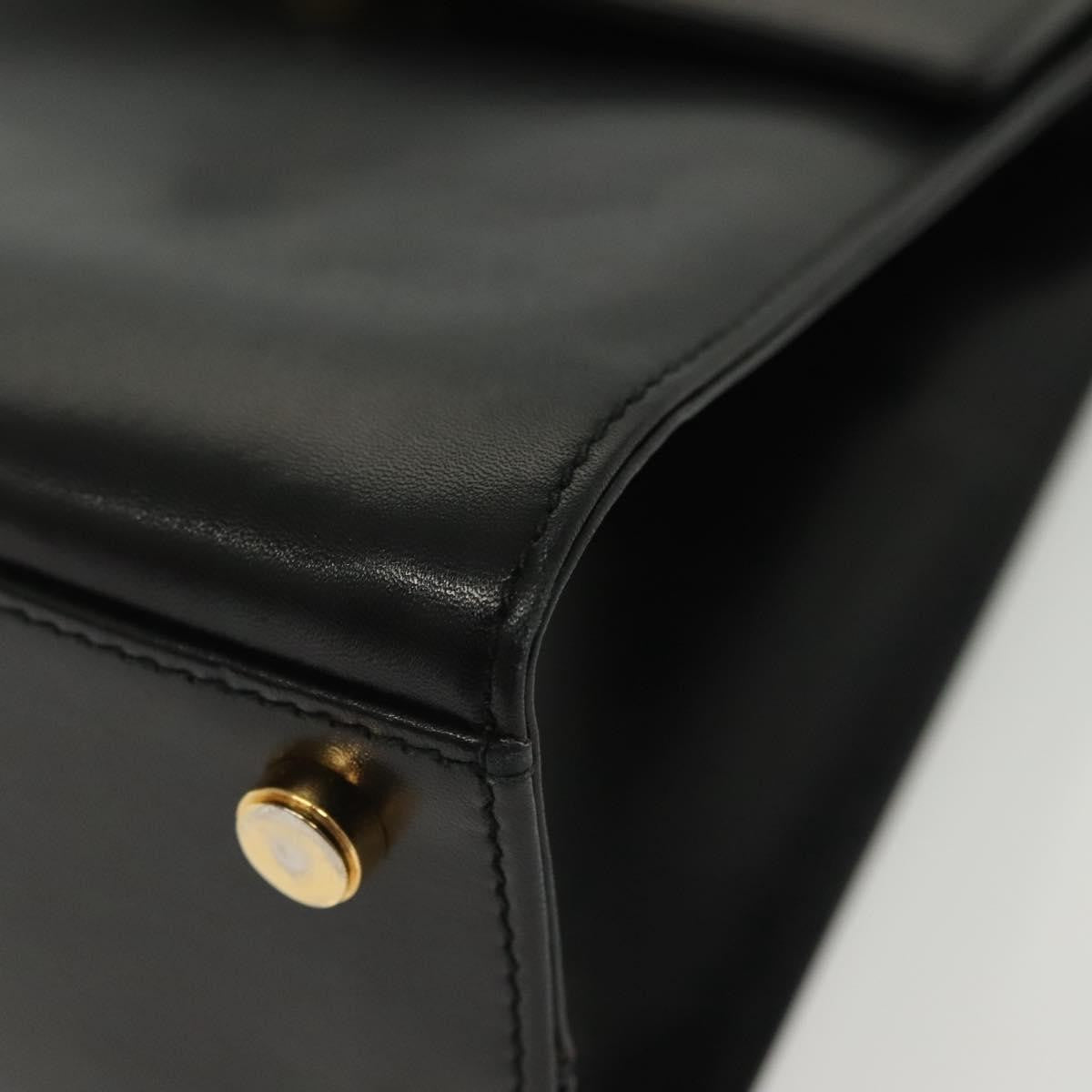Salvatore Ferragamo Vintage Gancini Convertible Top Handle Leather Black Leather Handbag (Pre-Owned)