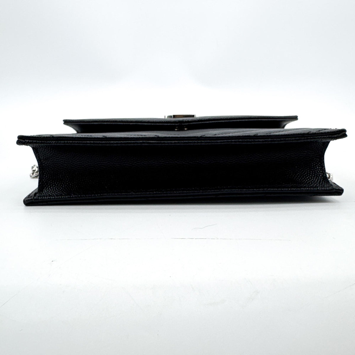 Saint Laurent Classic Monogram Wallet On Chain Matelasse Chevron Leather Black Leather Crossbody Bag Bag (Pre-Owned)
