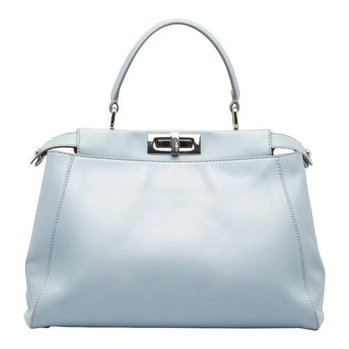 Fendi Peekaboo Blue Leather Handbag (Pre-Owned)