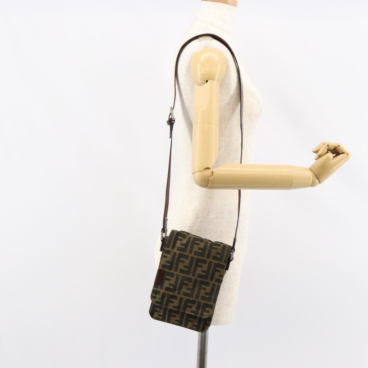 Fendi Flat Messenger Zucca Canvas Brown Canvas Shoulder Bag Bag (Pre-Owned)