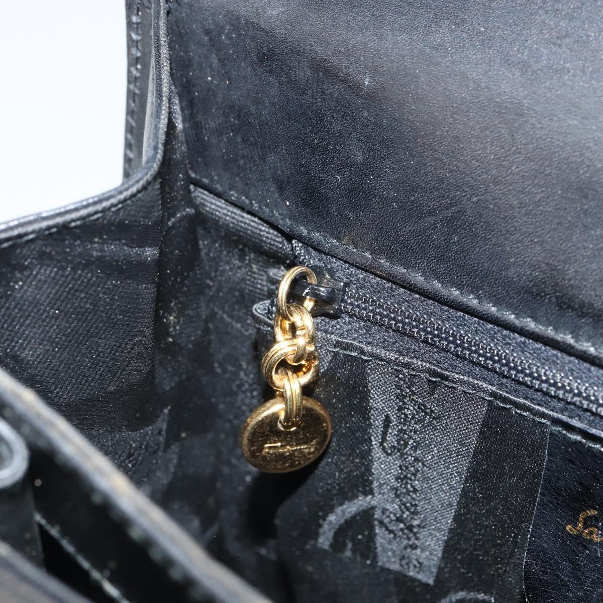 Salvatore Ferragamo Gancini Convertible Top Handle Leather Black Leather Handbag (Pre-Owned)