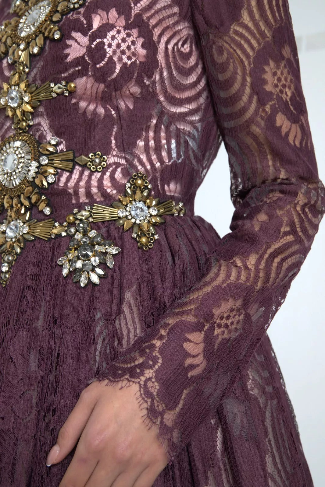 Dolce & Gabbana Purple Viscose Crystal A-Line Gown Women's Dress (Pre-Owned)
