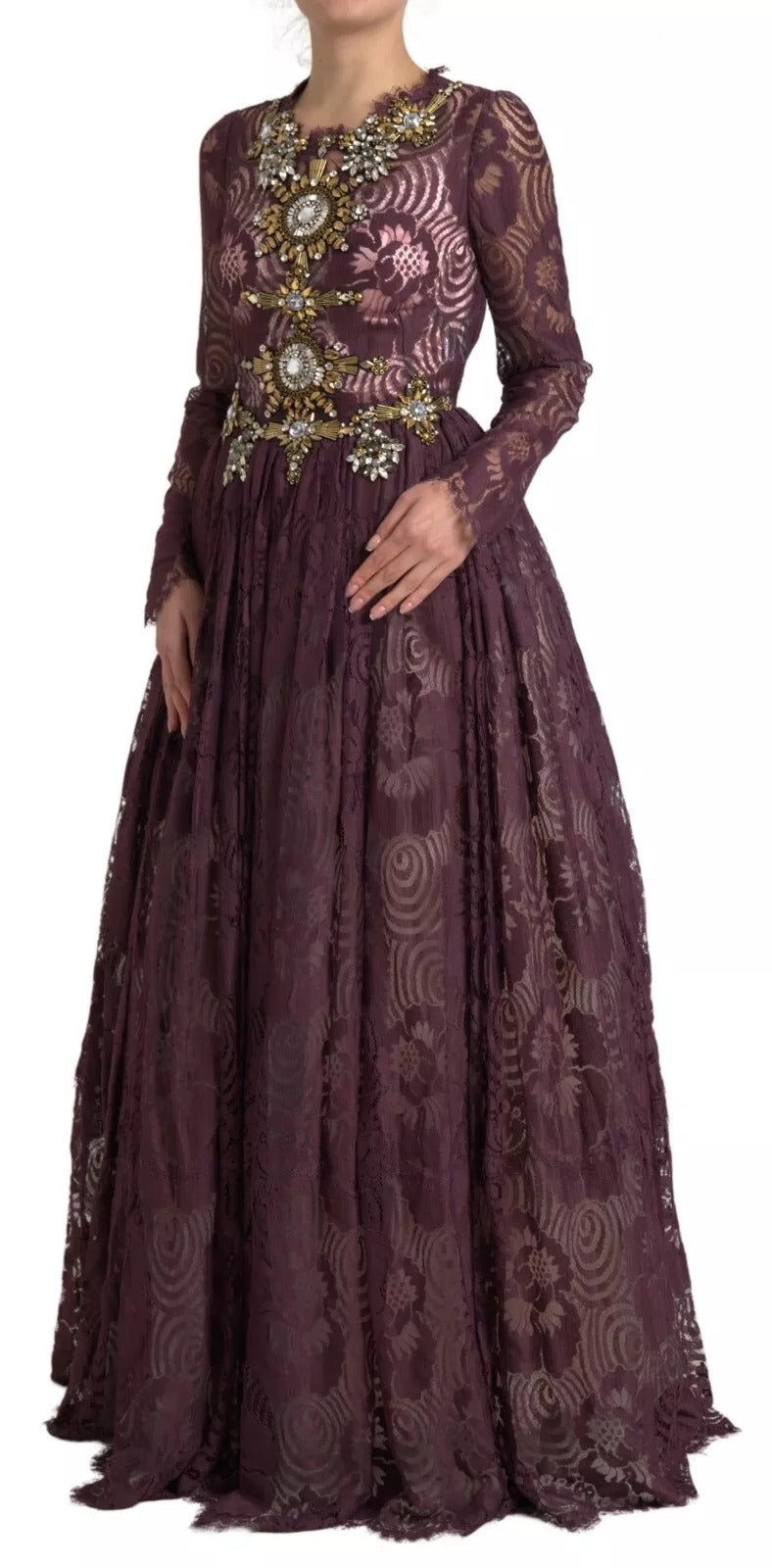 Dolce & Gabbana Purple Viscose Crystal A-Line Gown Women's Dress (Pre- Dolce & Gabbana Purple Viscose Crystal A-Line Gown Women's Dress (Pre-