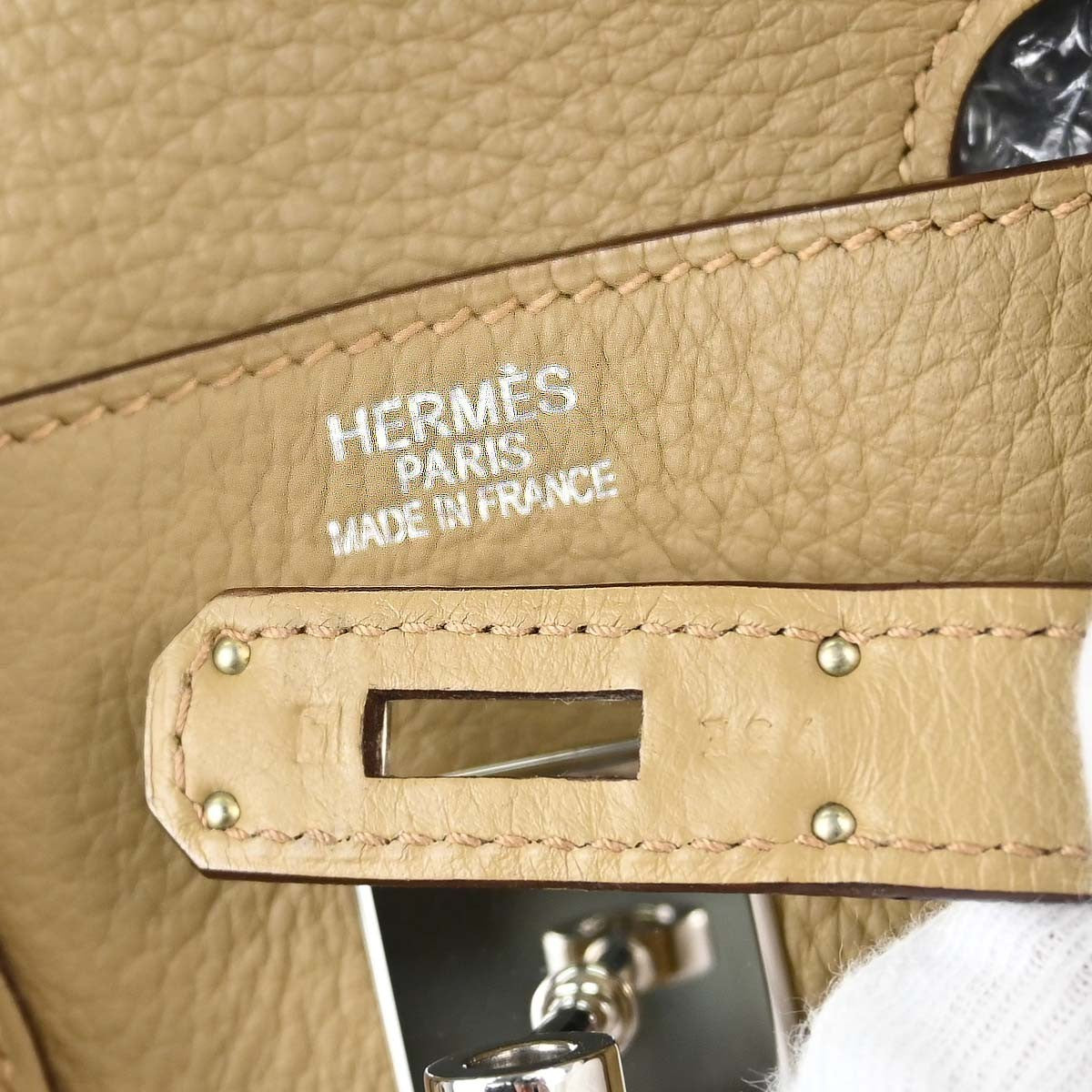 Hermes Birkin Light Togo With Palladium Hardware Beige Leather Handbag (Pre-Owned)