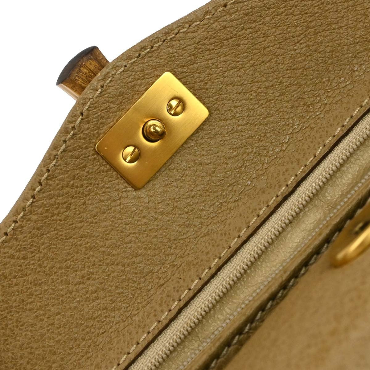 Gucci Vintage Convertible Bamboo Box Leather Beige Leather Crossbody Bag Bag (Pre-Owned)