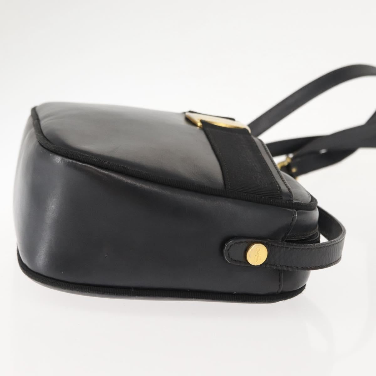 Salvatore Ferragamo Vala Leather Black Leather Shoulder Bag Bag (Pre-Owned)