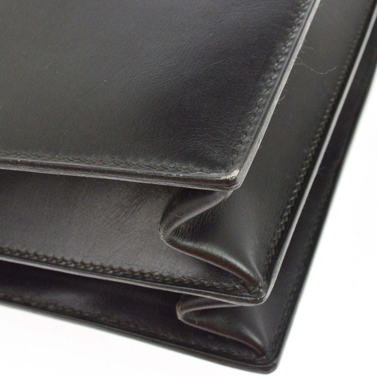 Hermes Sac A Depeches Box Calf Black Leather Handbag (Pre-Owned)