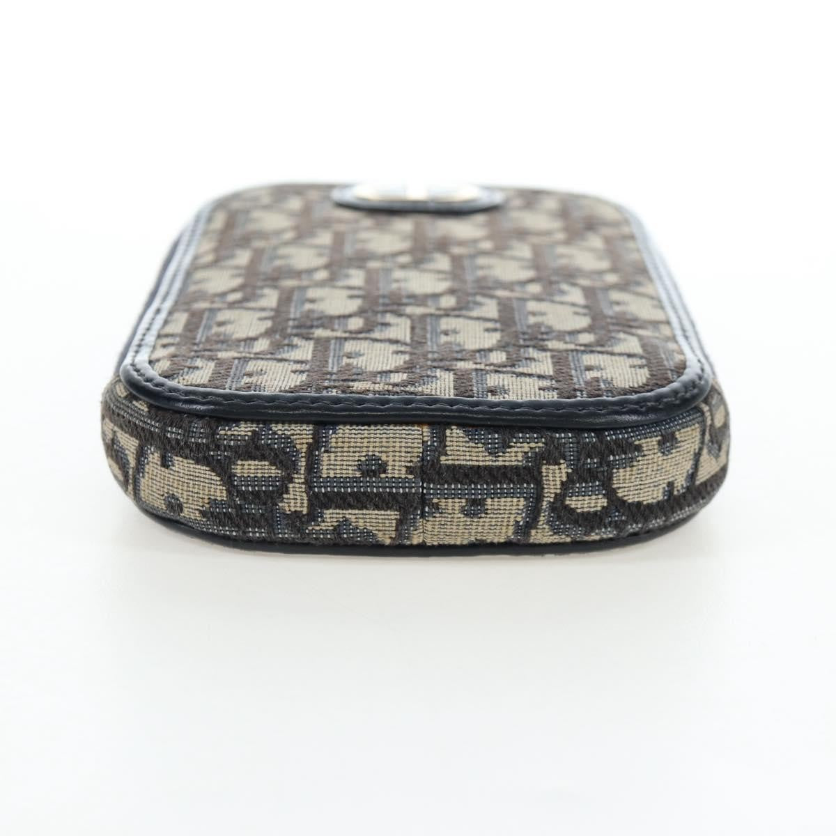 Christian Dior 30 Montaigne Phone Holder On Chain Oblique Canvas Navy Canvas Crossbody Bag Bag (Pre-Owned)