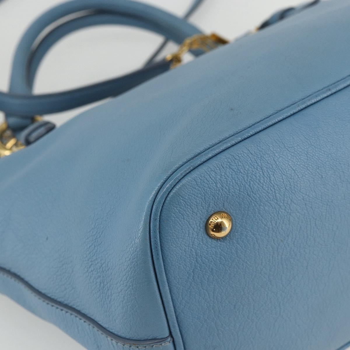 Miu Miu Madras Convertible Lock Leather Blue Leather Tote Bag Bag (Pre-Owned)