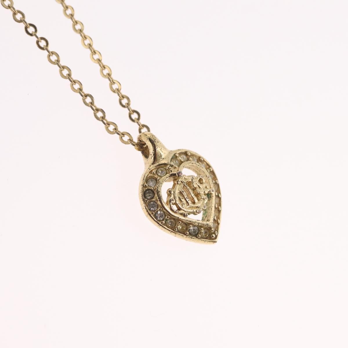 Christian Dior Logo Heart Pendant Metal Gold Metal Necklace Jewelry (Pre-Owned)