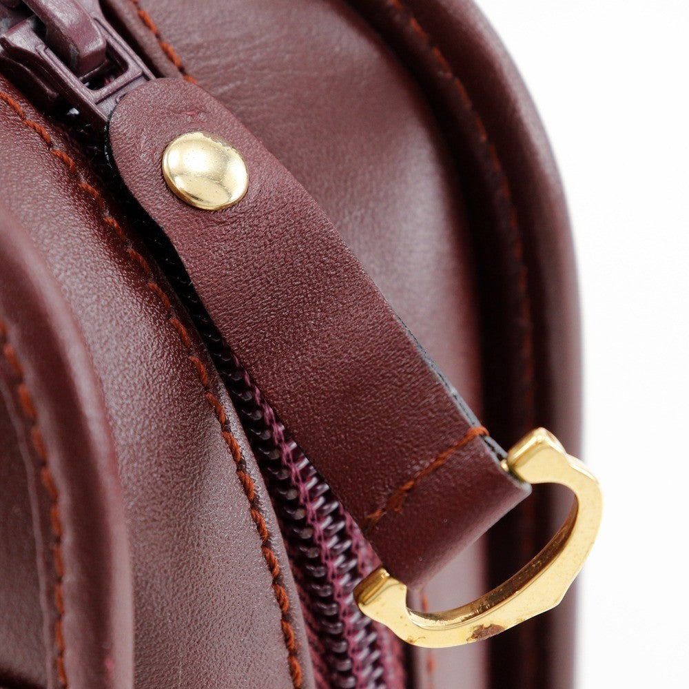 Cartier Vintage Must De Cartier Leather Burgundy Leather Clutche & Pouche Bag (Pre-Owned)