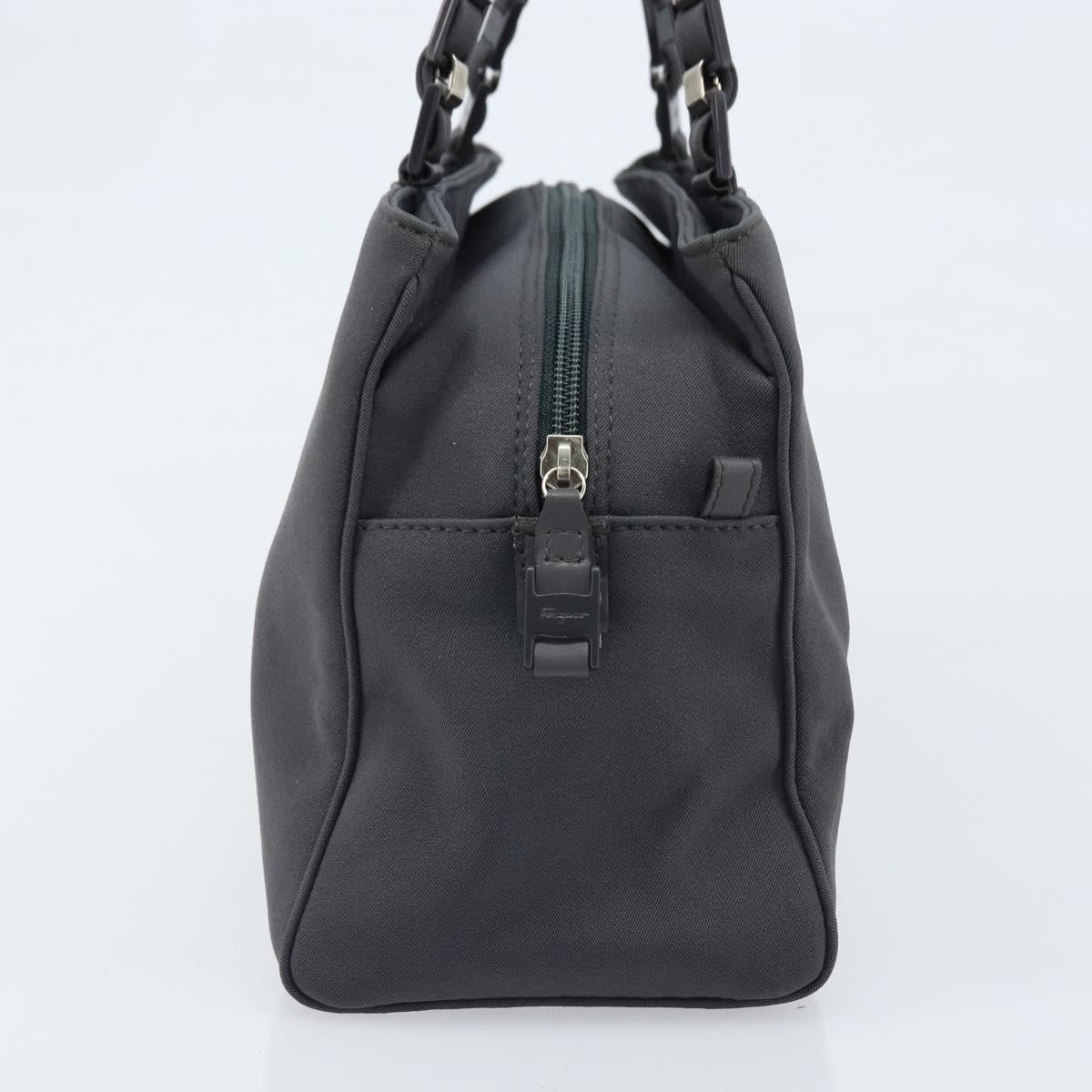 Salvatore Ferragamo Vala Canvas Gray Canvas Handbag (Pre-Owned)