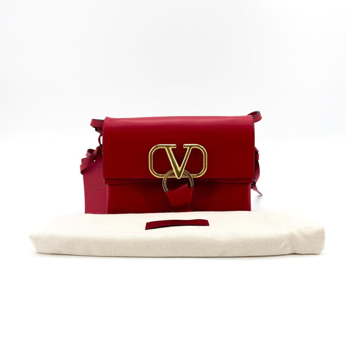 Valentino Garavani Vring Belt Leather Red Leather Clutche & Pouche Bag (Pre-Owned)